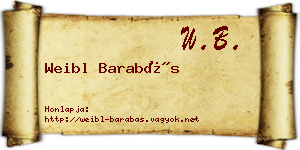 Weibl Barabás névjegykártya